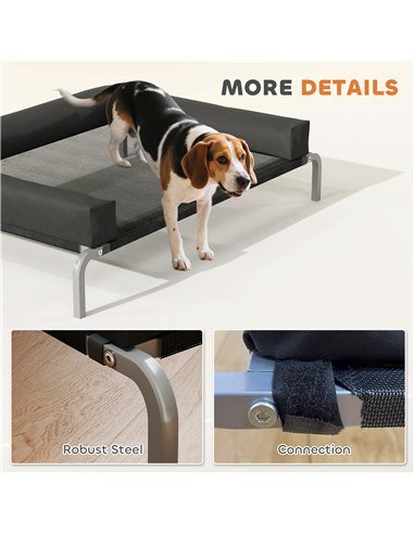 PawHut Elevated Dog Bed with Removable Bolsters, Raised Dog Bed for Medium Breeds, Portable Indoor & Outdoor Pet Cots, Black