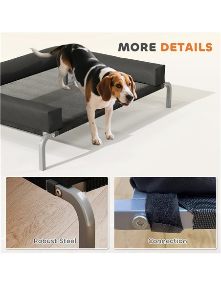 PawHut Elevated Dog Bed with Removable Bolsters, Raised Dog Bed for Medium Breeds, Portable Indoor & Outdoor Pet Cots, Black - pic 194707 | FastDaddyshop