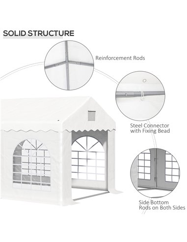 Outsunny 4 x 3 m Gazebo Canopy Party Tent with 4 Removable Side Walls and Windows for Outdoor Event, White