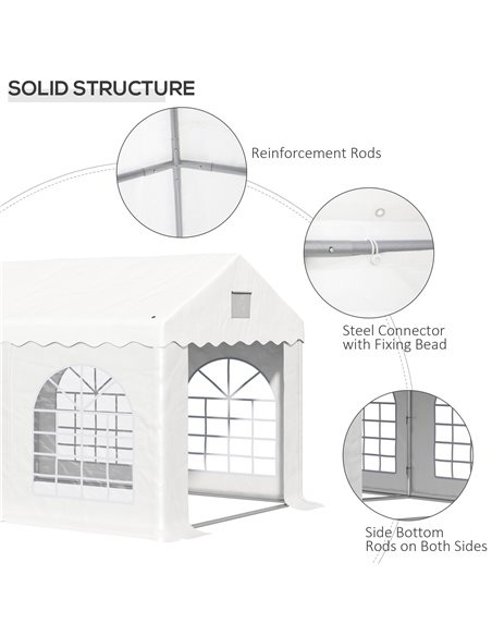 Outsunny 4 x 3 m Gazebo Canopy Party Tent with 4 Removable Side Walls and Windows for Outdoor Event, White - pic 19471 | FastDaddyshop
