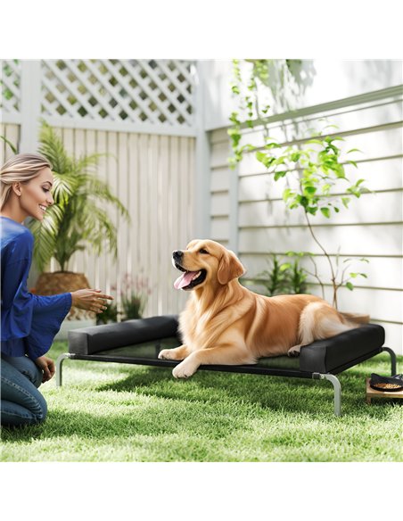 PawHut Elevated Dog Bed with Removable Bolsters, Raised Dog Bed for Large Breeds, Portable Indoor & Outdoor Pet Cots, Black - pic 194710 | FastDaddyshop