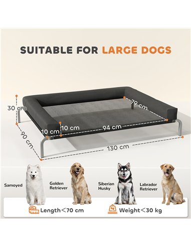 PawHut Elevated Dog Bed with Removable Bolsters, Raised Dog Bed for Large Breeds, Portable Indoor & Outdoor Pet Cots, Black