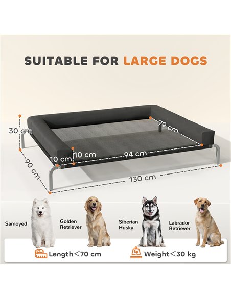 PawHut Elevated Dog Bed with Removable Bolsters, Raised Dog Bed for Large Breeds, Portable Indoor & Outdoor Pet Cots, Black - pic 194711 | FastDaddyshop