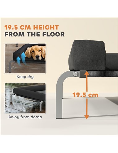 PawHut Elevated Dog Bed with Removable Bolsters, Raised Dog Bed for Large Breeds, Portable Indoor & Outdoor Pet Cots, Black
