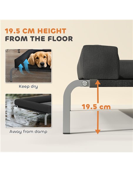 PawHut Elevated Dog Bed with Removable Bolsters, Raised Dog Bed for Large Breeds, Portable Indoor & Outdoor Pet Cots, Black - pic 194712 | FastDaddyshop