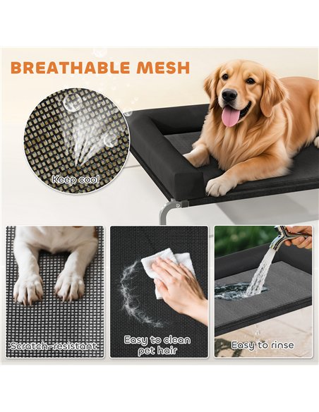 PawHut Elevated Dog Bed with Removable Bolsters, Raised Dog Bed for Large Breeds, Portable Indoor & Outdoor Pet Cots, Black - pic 194714 | FastDaddyshop