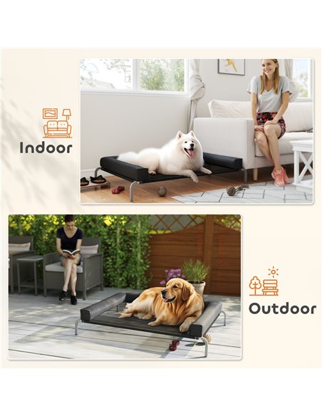 PawHut Elevated Dog Bed with Removable Bolsters, Raised Dog Bed for Large Breeds, Portable Indoor & Outdoor Pet Cots, Black - pic 194715 | FastDaddyshop