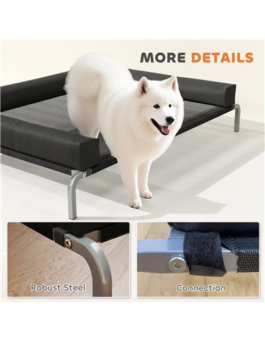 PawHut Elevated Dog Bed with Removable Bolsters, Raised Dog Bed for Large Breeds, Portable Indoor & Outdoor Pet Cots, Black