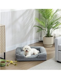 PawHut Dog Sofa Bed, Washable Pet Bed with Removable Cover and Non-Slip Bottom for Cats and Small Dogs, Grey 2