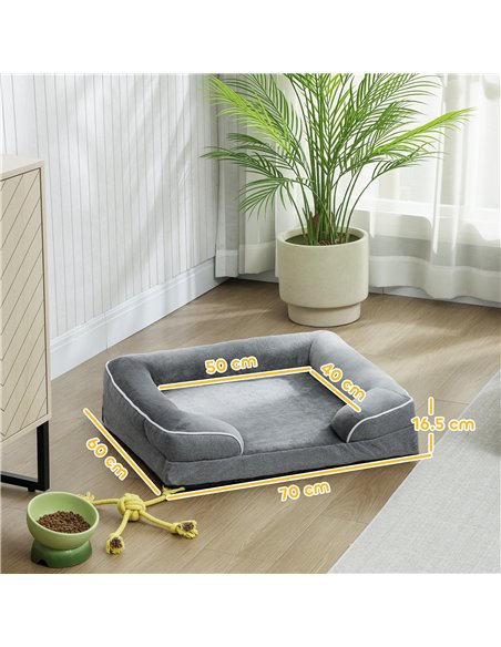 PawHut Dog Sofa Bed, Washable Pet Bed with Removable Cover and Non-Slip Bottom for Cats and Small Dogs, Grey - pic 194720 | FastDaddyshop