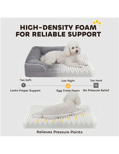 PawHut Dog Sofa Bed, Washable Pet Bed with Removable Cover and Non-Slip Bottom for Cats and Small Dogs, Grey