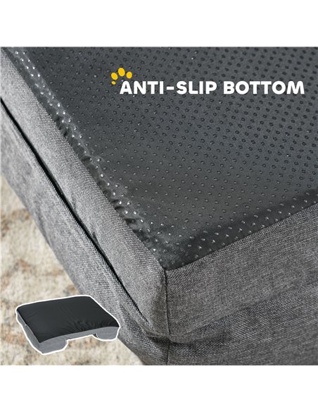 PawHut Dog Sofa Bed, Washable Pet Bed with Removable Cover and Non-Slip Bottom for Cats and Small Dogs, Grey - pic 194723 | FastDaddyshop