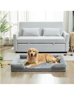 PawHut Dog Sofa Bed, Washable Pet Bed with Removable Cover and Non-Slip Bottom for Small, Medium and Large Dogs, Grey 2