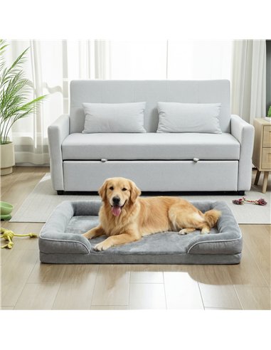 PawHut Dog Sofa Bed, Washable Pet Bed with Removable Cover and Non-Slip Bottom for Small, Medium and Large Dogs, Grey