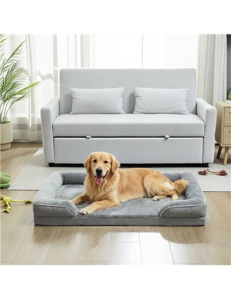 PawHut Dog Sofa Bed, Washable Pet Bed with Removable Cover and Non-Slip Bottom for Small, Medium and Large Dogs, Grey - pic 194728 | FastDaddyshop