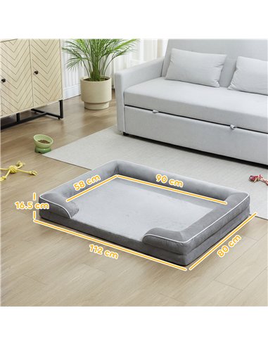 PawHut Dog Sofa Bed, Washable Pet Bed with Removable Cover and Non-Slip Bottom for Small, Medium and Large Dogs, Grey