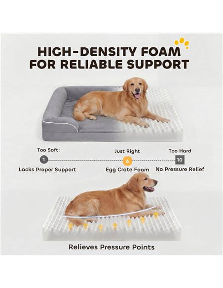 PawHut Dog Sofa Bed, Washable Pet Bed with Removable Cover and Non-Slip Bottom for Small, Medium and Large Dogs, Grey - pic 194730 | FastDaddyshop