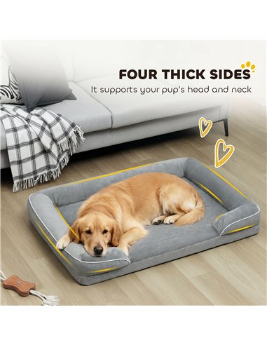 PawHut Dog Sofa Bed, Washable Pet Bed with Removable Cover and Non-Slip Bottom for Small, Medium and Large Dogs, Grey