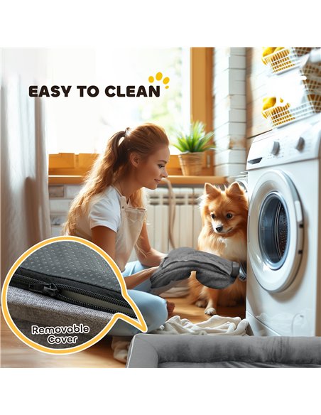 PawHut Dog Sofa Bed, Washable Pet Bed with Removable Cover and Non-Slip Bottom for Small, Medium and Large Dogs, Grey - pic 194733 | FastDaddyshop