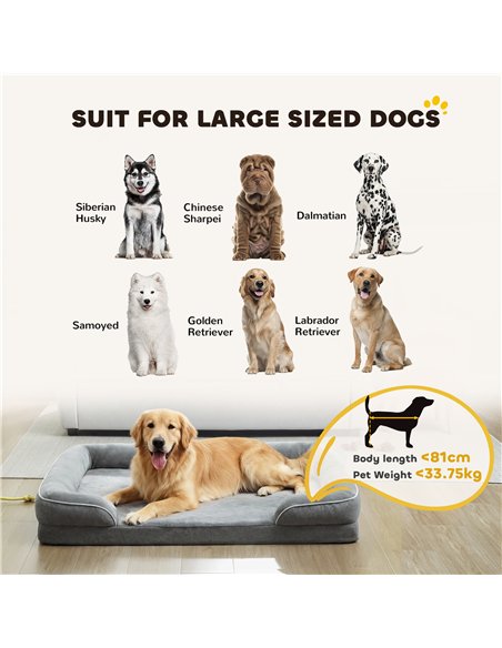 PawHut Dog Sofa Bed, Washable Pet Bed with Removable Cover and Non-Slip Bottom for Small, Medium and Large Dogs, Grey - pic 194734 | FastDaddyshop