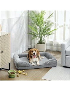 PawHut Dog Sofa Bed, Washable Pet Bed with Removable Cover and Non-Slip Bottom for Cats, Small and Medium Dogs, Grey 2