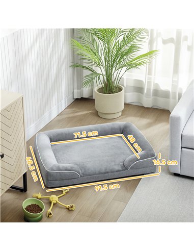 PawHut Dog Sofa Bed, Washable Pet Bed with Removable Cover and Non-Slip Bottom for Cats, Small and Medium Dogs, Grey