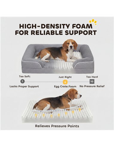 PawHut Dog Sofa Bed, Washable Pet Bed with Removable Cover and Non-Slip Bottom for Cats, Small and Medium Dogs, Grey