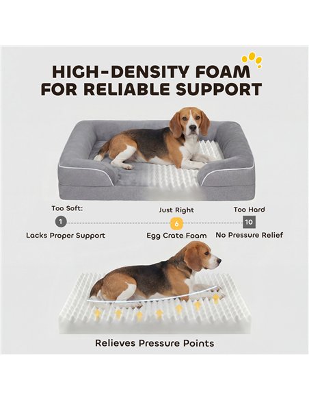 PawHut Dog Sofa Bed, Washable Pet Bed with Removable Cover and Non-Slip Bottom for Cats, Small and Medium Dogs, Grey - pic 194739 | FastDaddyshop