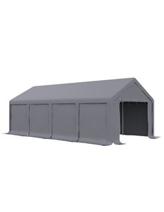 Outsunny 4x8m Gazebo Tent with Side Panels, Zipper Door, Dark Grey