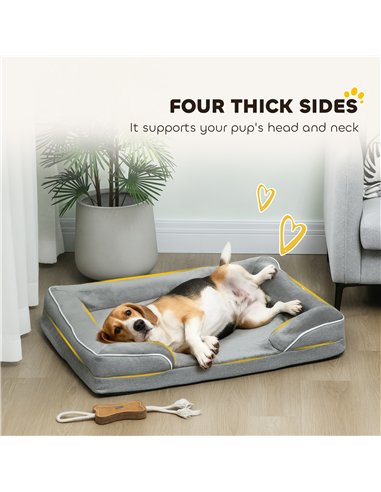 PawHut Dog Sofa Bed, Washable Pet Bed with Removable Cover and Non-Slip Bottom for Cats, Small and Medium Dogs, Grey