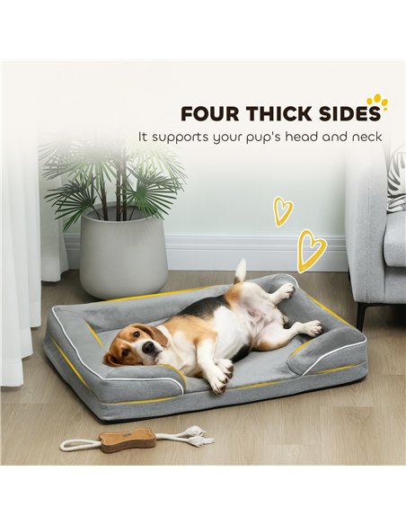 PawHut Dog Sofa Bed, Washable Pet Bed with Removable Cover and Non-Slip Bottom for Cats, Small and Medium Dogs, Grey - pic 194740 | FastDaddyshop