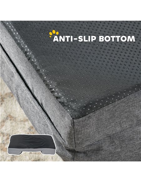 PawHut Dog Sofa Bed, Washable Pet Bed with Removable Cover and Non-Slip Bottom for Cats, Small and Medium Dogs, Grey - pic 194741 | FastDaddyshop