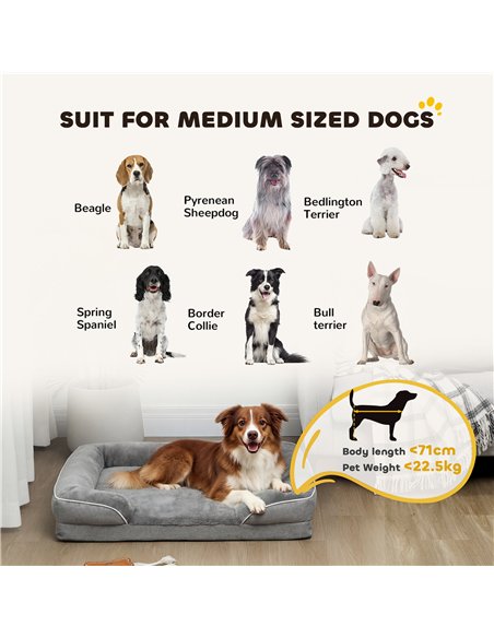 PawHut Dog Sofa Bed, Washable Pet Bed with Removable Cover and Non-Slip Bottom for Cats, Small and Medium Dogs, Grey - pic 194743 | FastDaddyshop