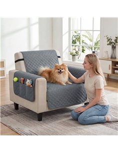 PawHut Waterproof Sofa Cover, Soft Couch Cover for Dogs Cats Pets, Non Slip Sofa Slipcoevr with Elastic Straps 2