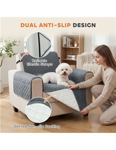 PawHut Waterproof Sofa Cover, Soft Couch Cover for Dogs Cats Pets, Non Slip Sofa Slipcoevr with Elastic Straps