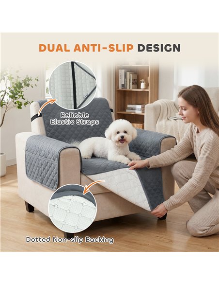 PawHut Waterproof Sofa Cover, Soft Couch Cover for Dogs Cats Pets, Non Slip Sofa Slipcoevr with Elastic Straps - pic 194749 | FastDaddyshop