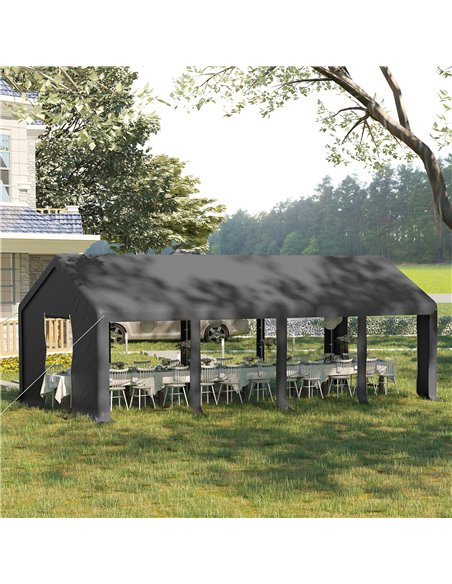 Outsunny 4x8m Gazebo Tent with Side Panels, Zipper Door, Dark Grey - pic 19475 | FastDaddyshop