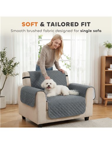 PawHut Waterproof Sofa Cover, Soft Couch Cover for Dogs Cats Pets, Non Slip Sofa Slipcoevr with Elastic Straps