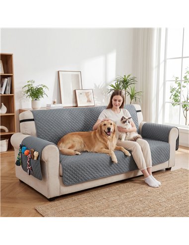 PawHut Waterproof Sofa Cover 3 Seater, Soft Couch Cover for Dogs Cats Pets, Non Slip Sofa Slipcoevr with Elastic Straps