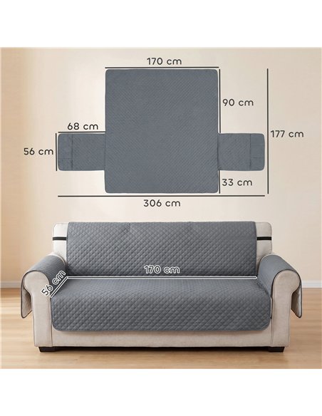 PawHut Waterproof Sofa Cover 3 Seater, Soft Couch Cover for Dogs Cats Pets, Non Slip Sofa Slipcoevr with Elastic Straps - pic 194756 | FastDaddyshop