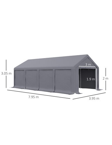 Outsunny 4x8m Gazebo Tent with Side Panels, Zipper Door, Dark Grey