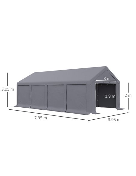 Outsunny 4x8m Gazebo Tent with Side Panels, Zipper Door, Dark Grey - pic 19476 | FastDaddyshop