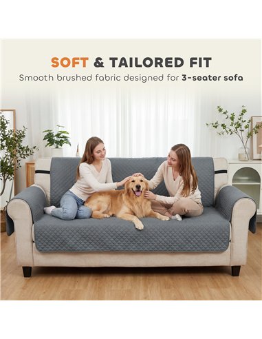 PawHut Waterproof Sofa Cover 3 Seater, Soft Couch Cover for Dogs Cats Pets, Non Slip Sofa Slipcoevr with Elastic Straps