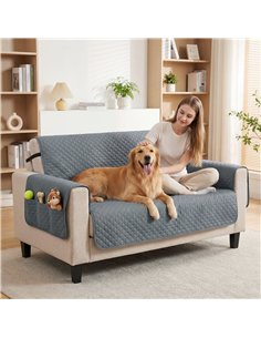 PawHut Waterproof Sofa Cover 2 Seater, Soft Couch Cover for Dogs Cats Pets, Non Slip Sofa Slipcoevr with Elastic Straps 2