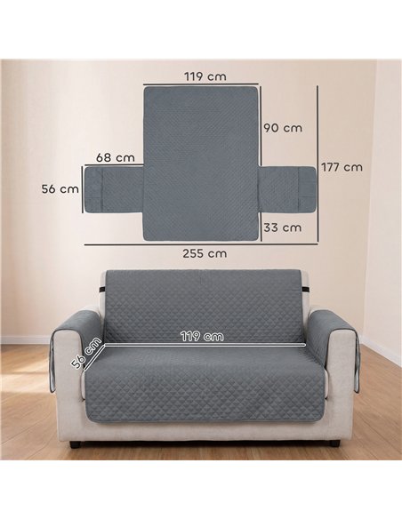 PawHut Waterproof Sofa Cover 2 Seater, Soft Couch Cover for Dogs Cats Pets, Non Slip Sofa Slipcoevr with Elastic Straps - pic 194765 | FastDaddyshop