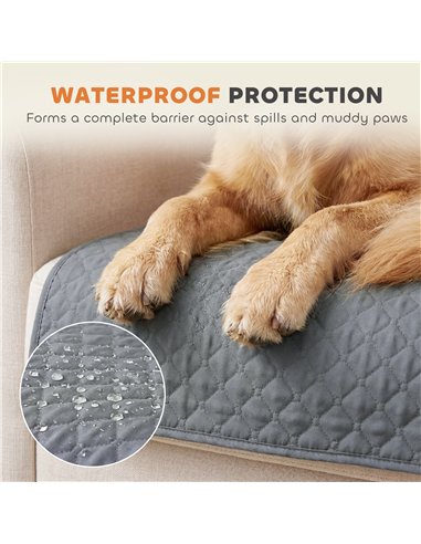 PawHut Waterproof Sofa Cover 2 Seater, Soft Couch Cover for Dogs Cats Pets, Non Slip Sofa Slipcoevr with Elastic Straps