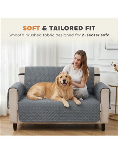 PawHut Waterproof Sofa Cover 2 Seater, Soft Couch Cover for Dogs Cats Pets, Non Slip Sofa Slipcoevr with Elastic Straps