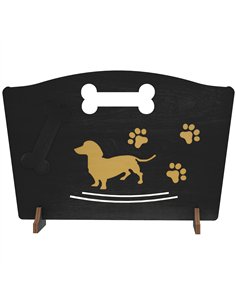 PawHut Wooden Dog Stopper, Dog Barrier with Support Feet, for Stair, Patio, Very Easy Setup, Black, 75 x 51 cm