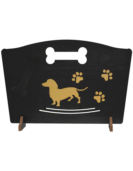 PawHut Wooden Dog Stopper, Dog Barrier with Support Feet, for Stair, Patio, Very Easy Setup, Black, 75 x 51 cm - pic 194781 | FastDaddyshop