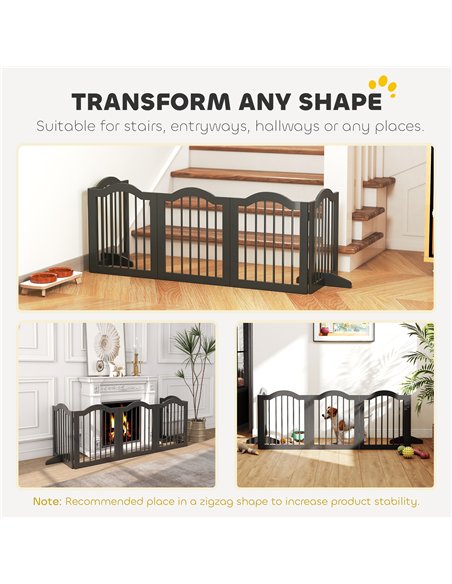 PawHut Wooden Foldable Dog Gate Panel Pet Fence Freestanding Safety Barrier for the House, Doorway, Stairs (Black) - pic 194796 | FastDaddyshop